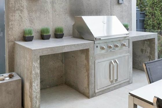 Concrete outdoor kitchen on a patio