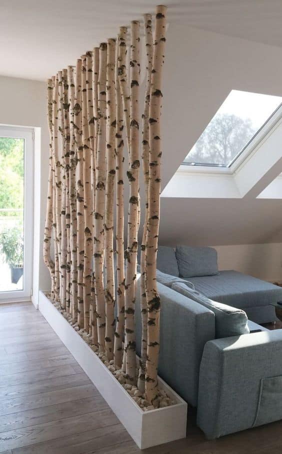 birch tree branch room divider
