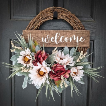 Faux foliage autumn wreath