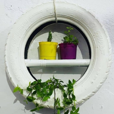 how to make a tyre flower pot