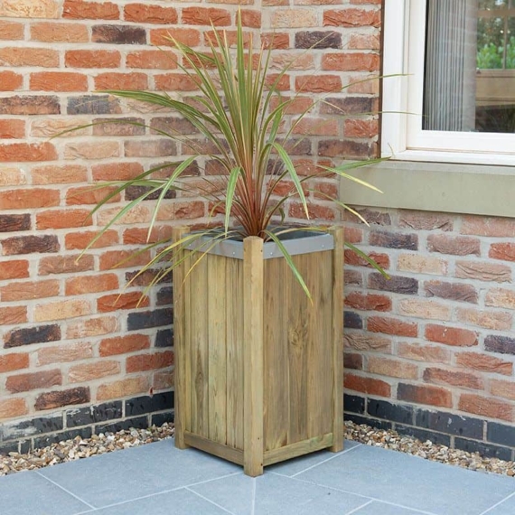 slender high wooden planter box