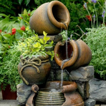build a flower pot fountain